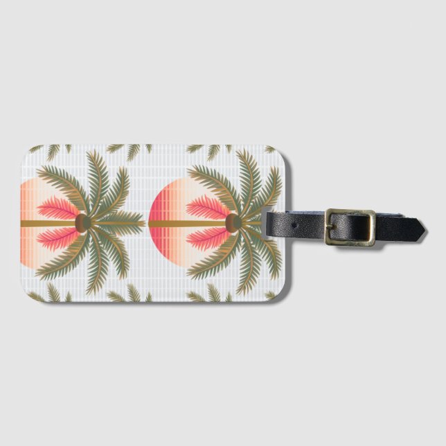 pink palm pattern with the sun luggage tag (Front Horizontal)