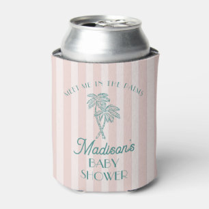 Pink Palm Spring Pastel Beach Baby Shower Can Cooler