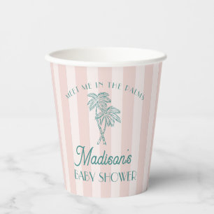 Pink Palm Spring Pastel Beach Baby Shower Paper Cups