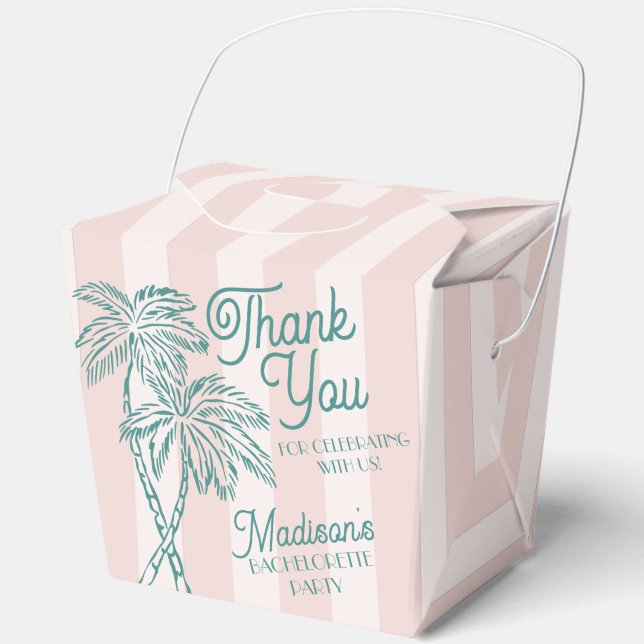 Pink Palm Spring Pastel Beach Bachelorette Party Favour Box (Front)