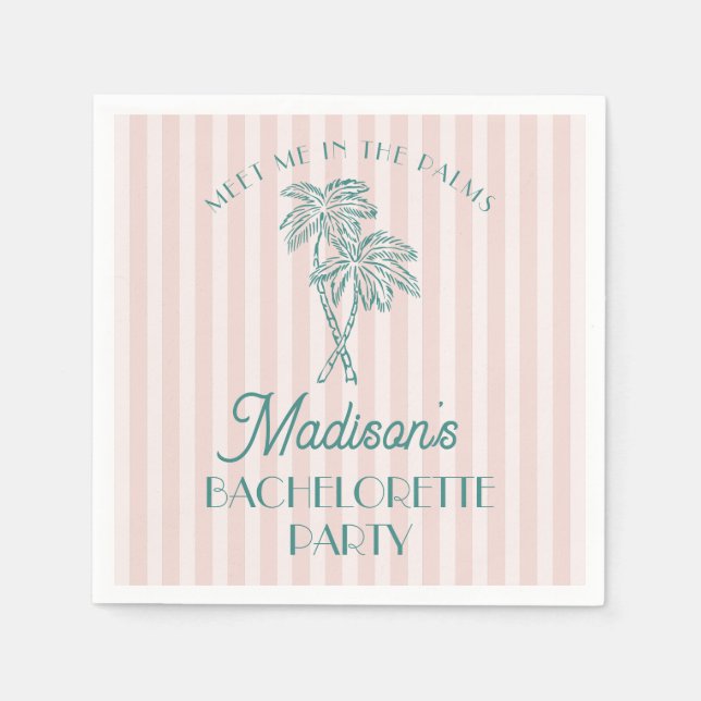 Pink Palm Spring Pastel Beach Bachelorette Party Napkin (Front)