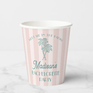 Pink Palm Spring Pastel Beach Bachelorette Party Paper Cups