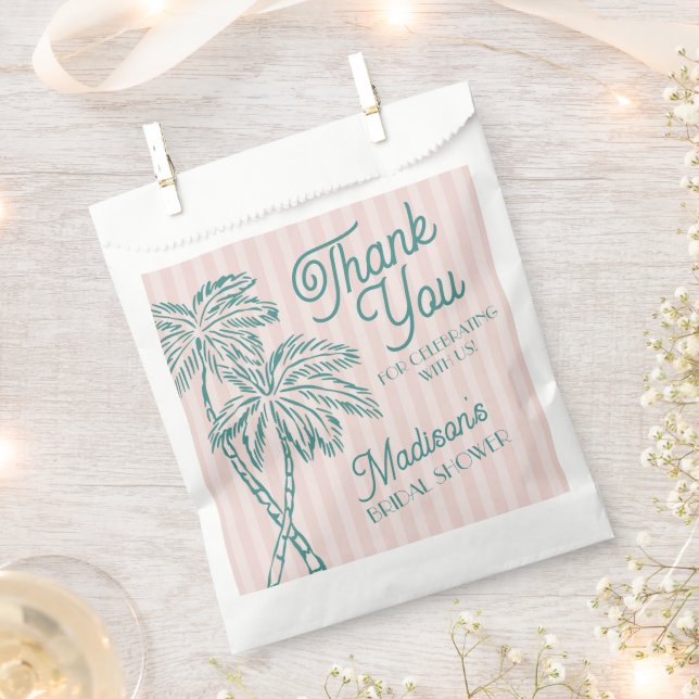 Pink Palm Spring Pastel Beach Bridal Shower Cookie Favour Bags (Clipped)
