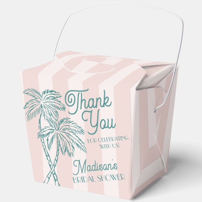 Pink Palm Spring Pastel Beach Bridal Shower Favour Box (Front)