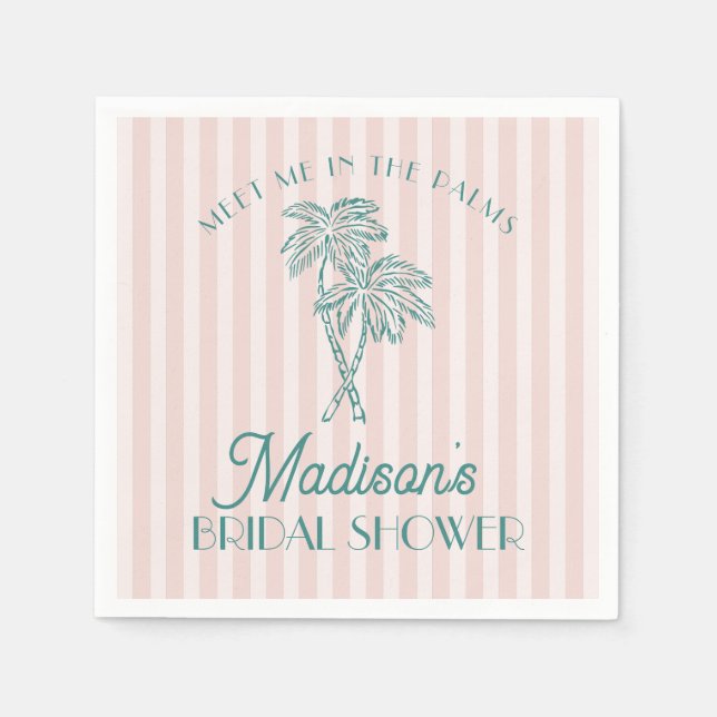 Pink Palm Spring Pastel Beach Bridal Shower Napkin (Front)