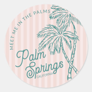 Pink Palm Spring Pastel Beach Party Envelope Favou Classic Round Sticker