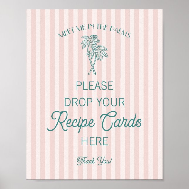 Pink Palm Springs Beach Share a Recipe Bridal Poster (Front)
