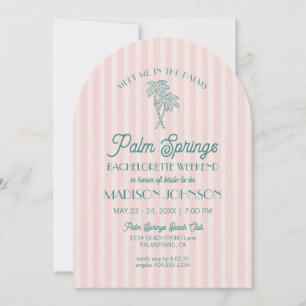 Pink Palm Springs Pastel Beach Bachelorette Weeken Invitation