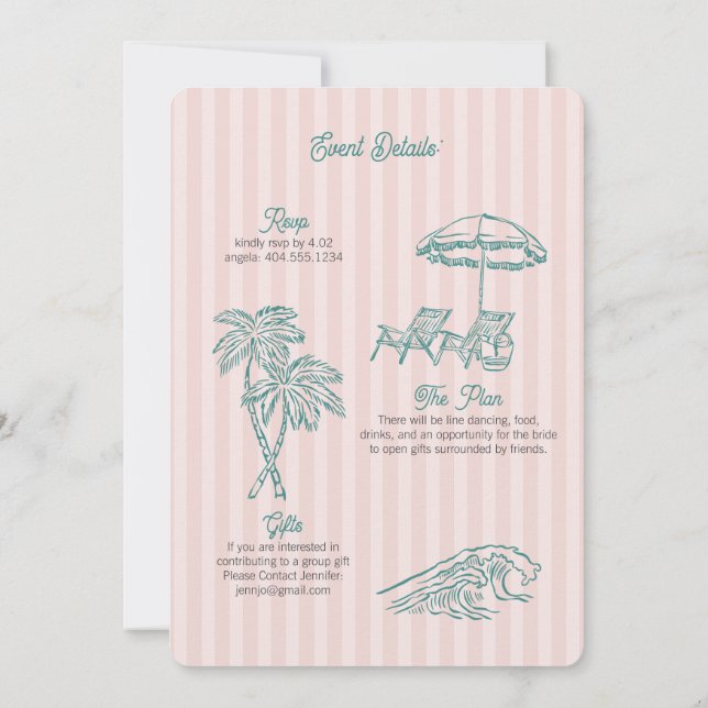Pink Palm Springs Pastel Beach Birthday Party Invitation (Back)