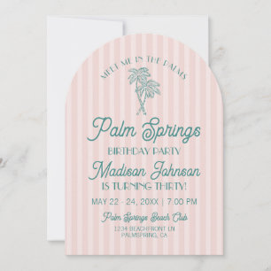 Pink Palm Springs Pastel Beach Birthday Party Invitation