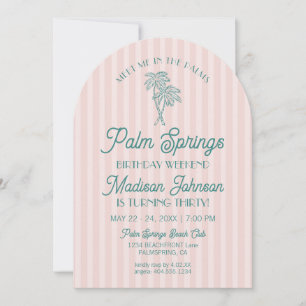 Pink Palm Springs Pastel Beach Birthday Weekend Invitation