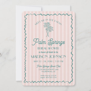 Pink Palm Springs Pastel Beach Bridal Shower Invitation