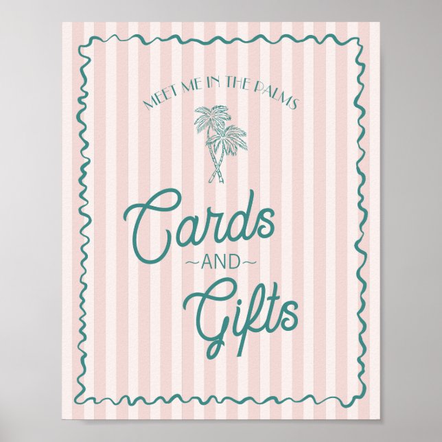 Pink Palm Springs Pastel Beach Cards & Gifts Poster (Front)