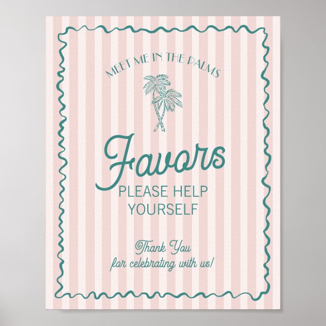 Pink Palm Springs Pastel Beach Favours Poster (Front)