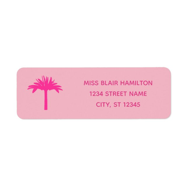 Pink Palm Tree Address Labels (Front)