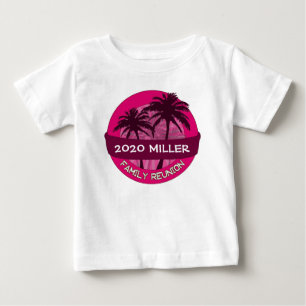 Pink palm tree custom year name reunion tshirt