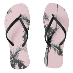 Pink Palm Tree Flip Flops