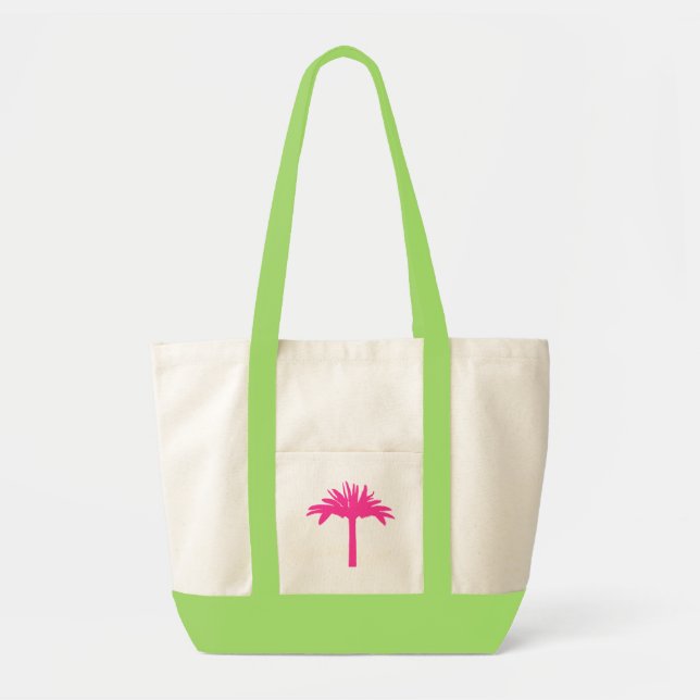 Pink Palm Tree Tote Bag (Front)