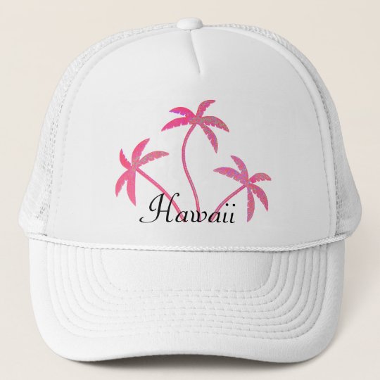Pink Palm Trees Hawaii Cap