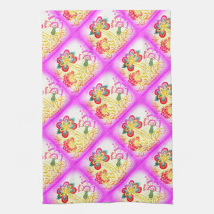 pink palm trees kitchen towel