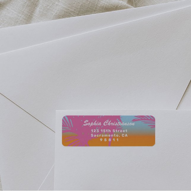 Pink Palm Trees Return Address Label (Creator Uploaded)