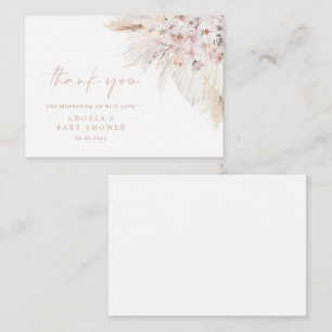 Pink Pampas Grass Girl Baby Shower Thank You Card