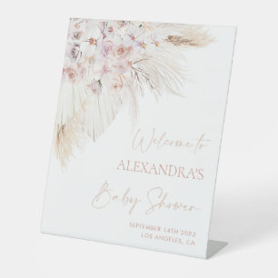 Pink Pampas Grass Girl Baby Shower Welcome Sign