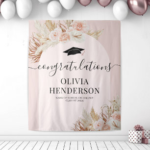 Pink Pampas Grass Graduation Tapestry