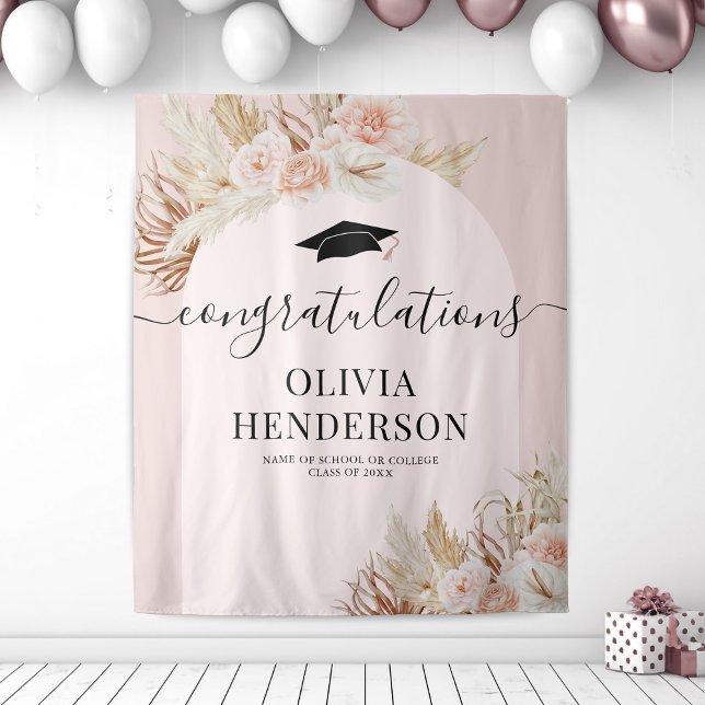 Pink Pampas Grass Graduation Tapestry (Creator Uploaded)