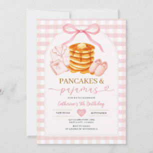 Pink Pancake and Pyjamas 4th Birthday Invitation