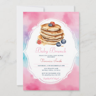 Pink Pancake Baby Brunch Berry Baby Shower  Invitation