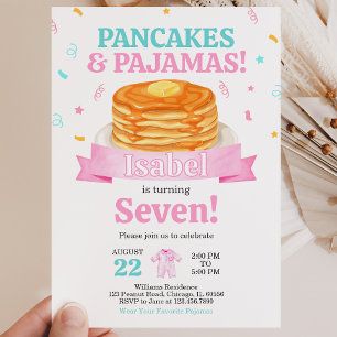 Pink Pancakes and Pyjamas Birthday Invitation