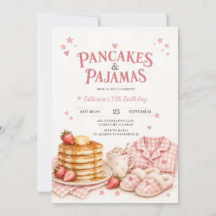 Pink Pancakes and Pyjamas Girls Birthday Invitation
