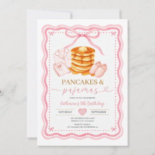 Pink Pancakes and Pyjamas Girls Girl Birthday Invitation