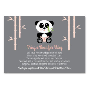PINK PANDA BABY SHOWER BOOK REQUEST CARD