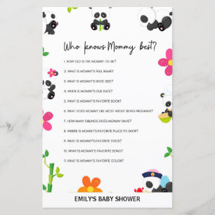 Pink Panda Baby Shower Game