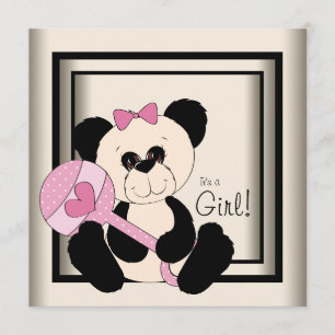 Pink Panda Baby Shower Invitations