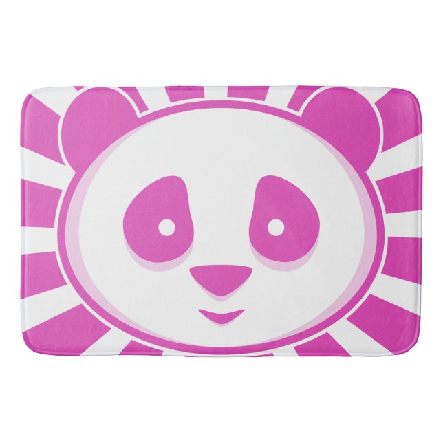 Pink Panda Bear - Adorable pink white panda girls Bath Mat (Front)
