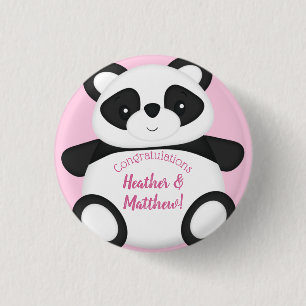 Pink Panda Bear Baby Shower 3 Cm Round Badge