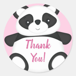 Pink Panda Bear Baby Shower Classic Round Sticker