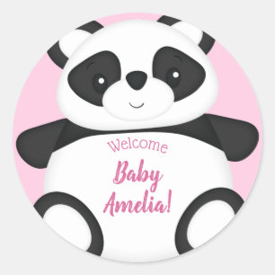 Pink Panda Bear Baby Shower Classic Round Sticker