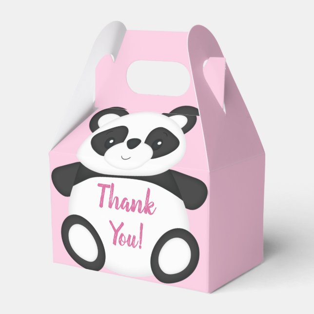 Pink Panda Bear Baby Shower Favour Box (Front Side)