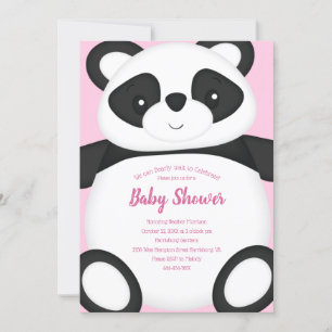 Pink Panda Bear Baby Shower Invitation