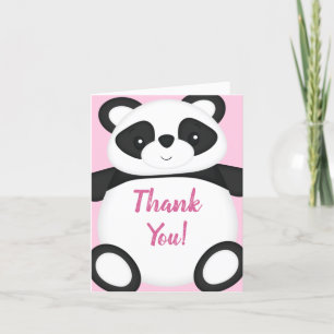 Pink Panda Bear Baby Shower Thank You Card