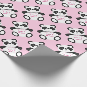 Pink Panda Bear Baby Shower Wrapping Paper