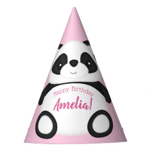 Pink Panda Bear Birthday Party Hat