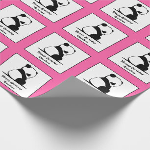 Pink Panda Bear Custom Birthday Wrapping Paper