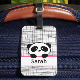 Pink Panda Bear Luggage Tag