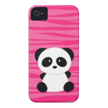 Pink Panda Bear Zebra Print Pattern