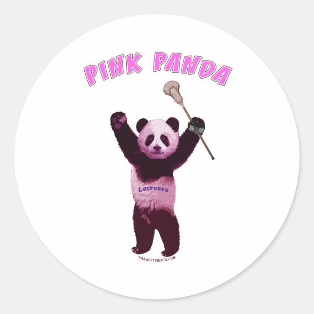 Pink Panda Lacrosse Classic Round Sticker (Front)